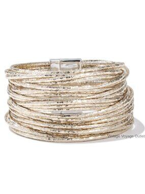 Leather Wrap Bracelet Stackable Multi Strand Magnetic Clasp Boho